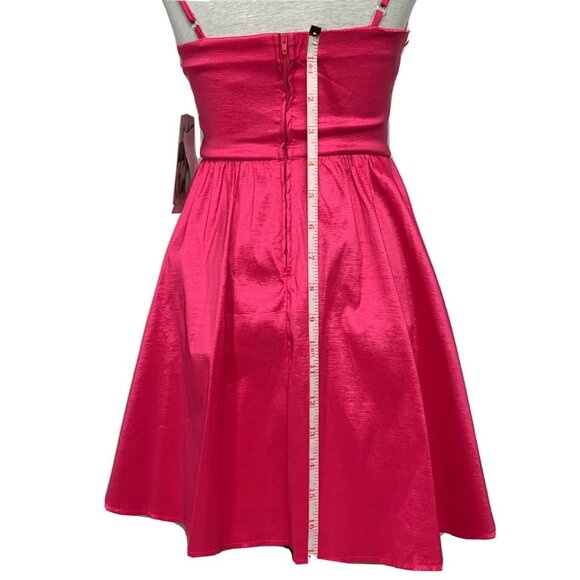 Honey and Rosie Hot Pink Satin V-Neck Fit & Flare Party Dress Sz 5 Cocktail Mini - Picture 12 of 13
